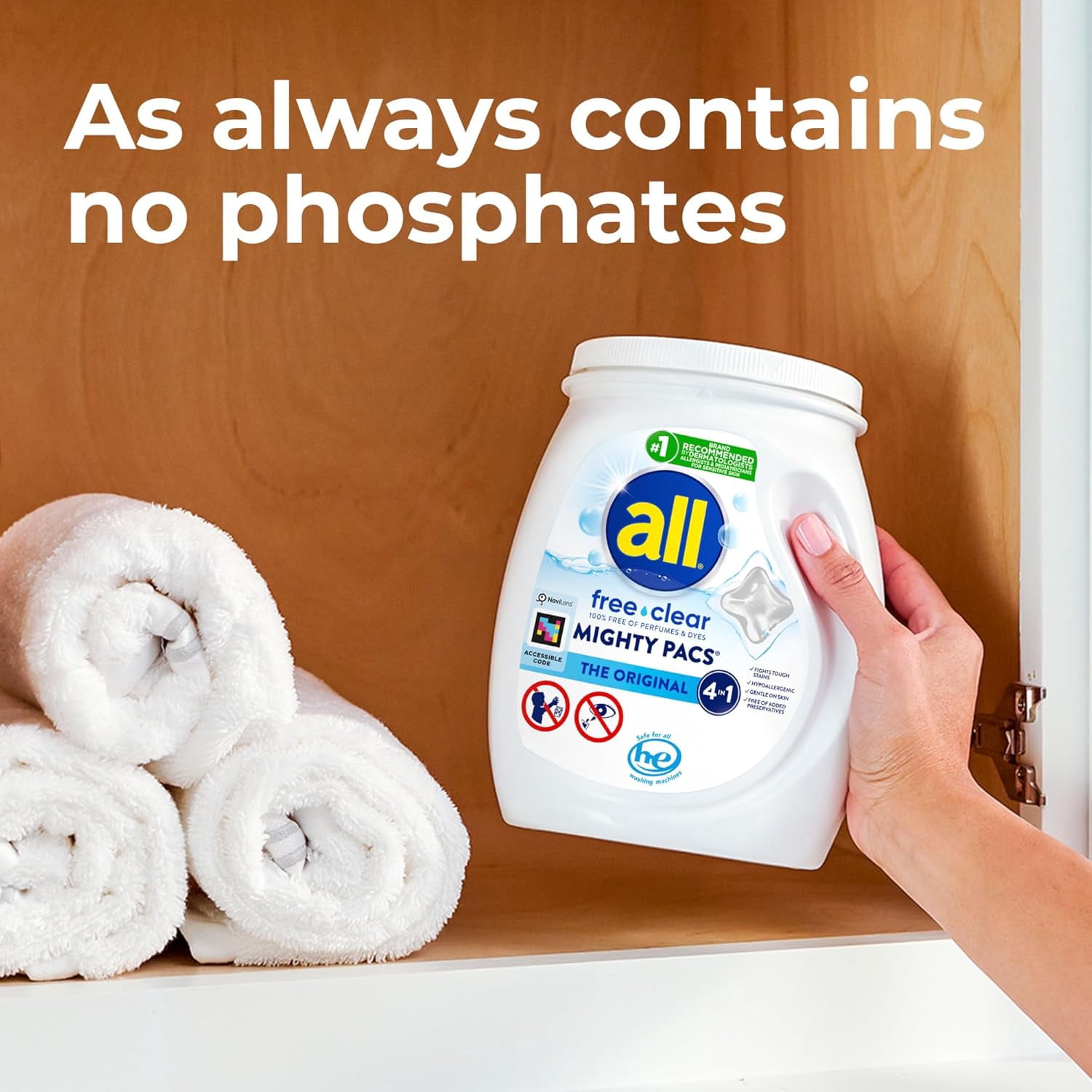 all Unit Dose Laundry Detergent, Mighty Pacs, Free Clear, 80 Count