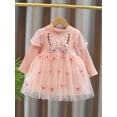 thumbnail image 2 of Biekopu Girl Tutu Tulle Dress Toddler Butterfly Pattern Long Sleeve Round Neck Mini Dress Little Girl Party Dress, 2 of 9