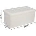 thumbnail image 3 of HYJY Folding Storage Ottoman Bench, Waterproof Faux Leather Ottoman Padded Seat Footrest Bench for Living Room, Bedroom, Entryway, Small Spaces, 15 x 30 x 15 inches, Creamy White, 3 of 14