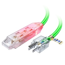 Extension Cord 3 ft, Extension Cord with Multiple Outlets and Lit Ends,16 Gauge (Green) ETL Listed