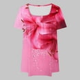 thumbnail image 4 of Hvyesh Women Floral Tops Plus Size Short Sleeve Tshirt Flowy V Neck Pleated Front Tops Loose Fit Work Blouses Cyber Monday, 4 of 4
