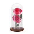 thumbnail image 2 of Luz LED de flor de rosa preservada con cubierta de vidrio y base de madera Boda de San Valentín Marrón, 2 of 8