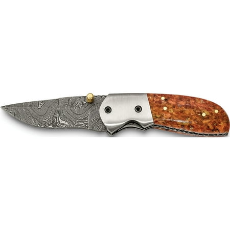 Fashion Damascus Steel 256 Layer Folding Compressed Red Coral Chips Handle Knife (6 X 1) Made In Pakistan kn3214