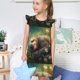 thumbnail image 4 of Fotbe Daisy Sleeping Sloth Vestido de Dormir para Niñas de 3 a 10 Años, Mangas Cortas, Estilo Princesa, Pijama Camisón con Mangas Voladas-Small, 4 of 6