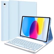 for iPad 11th/10th Generation Case with Keyboard 11 inch/10.9 inch 2025 A16 2022 with Pencil Holder, Magnetic Detachable Wireless Bluetooth Folio Stand Rechargeable Keyboard Cover (Blue)