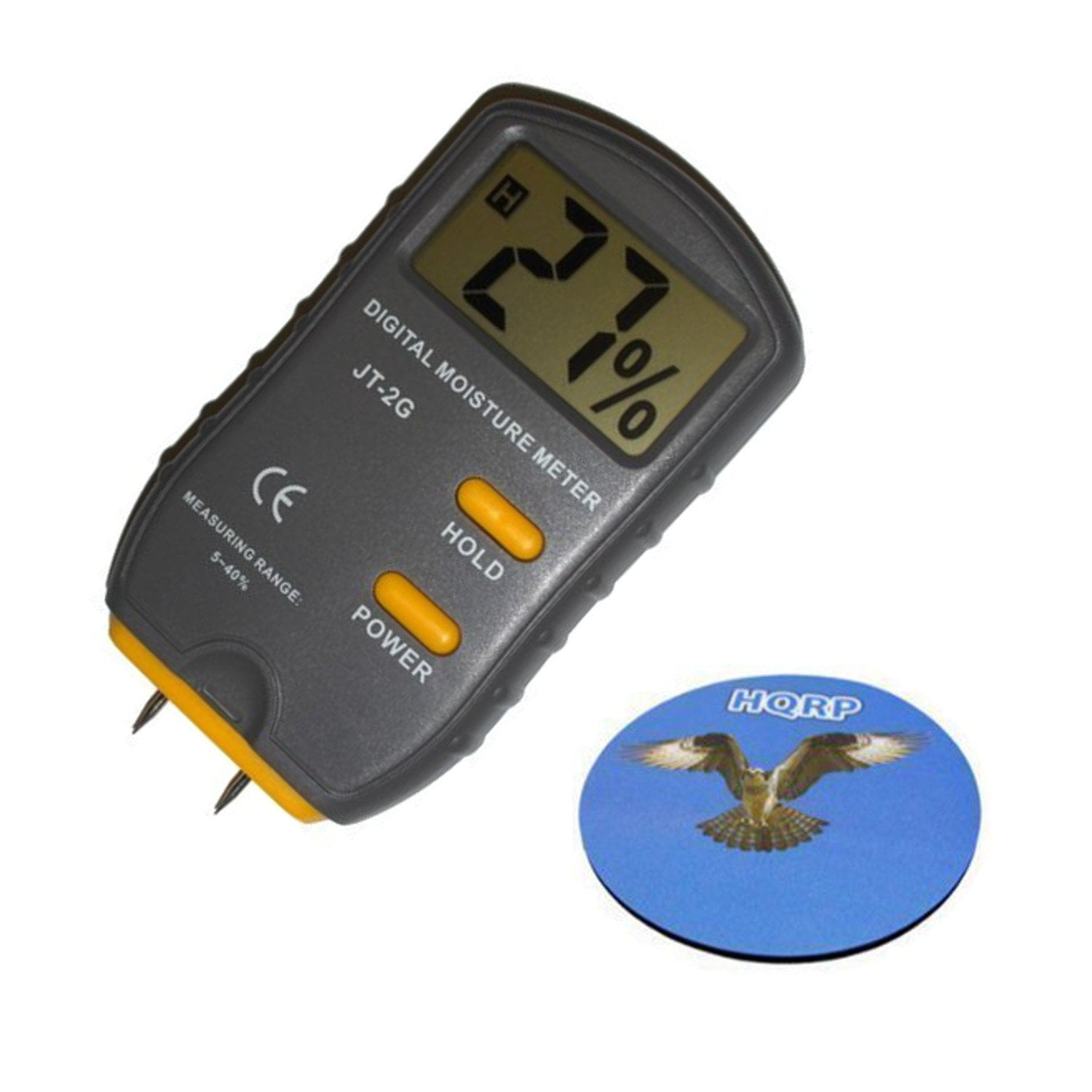 HQRP 2-pin LCD Moisture Meter for Detection / Location Hidden leaks in Wood, Drywall, Plaster, Carpet, Concrete, Ceiling + HQRP Coaster