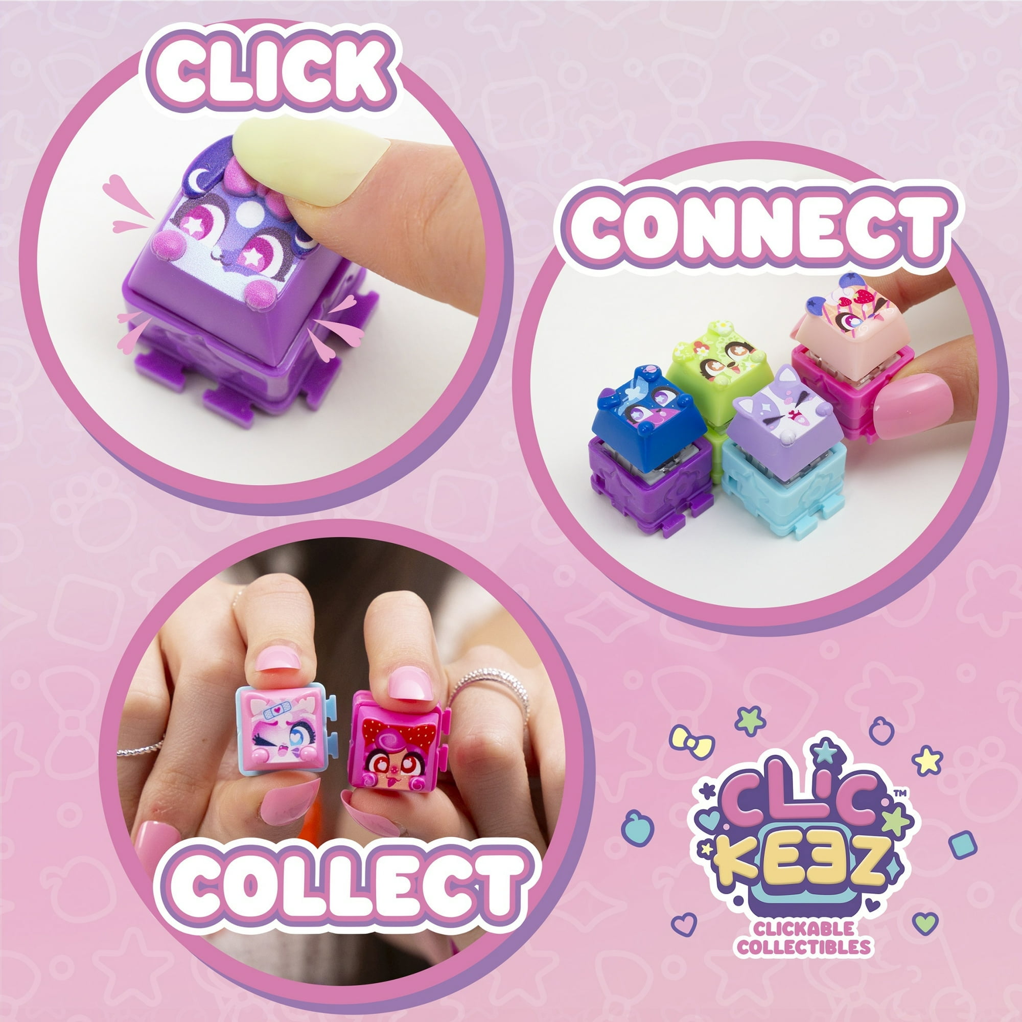 Clickeez Keyboard Key Fidget Toys Collectible Characters 3-Piece Bundle