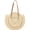 Beige, variant on Round Straw Beach Bag Handmade Woven Shoulder Bag Circle Rattan Bags Bohemian Summer Vacation Casual Bags