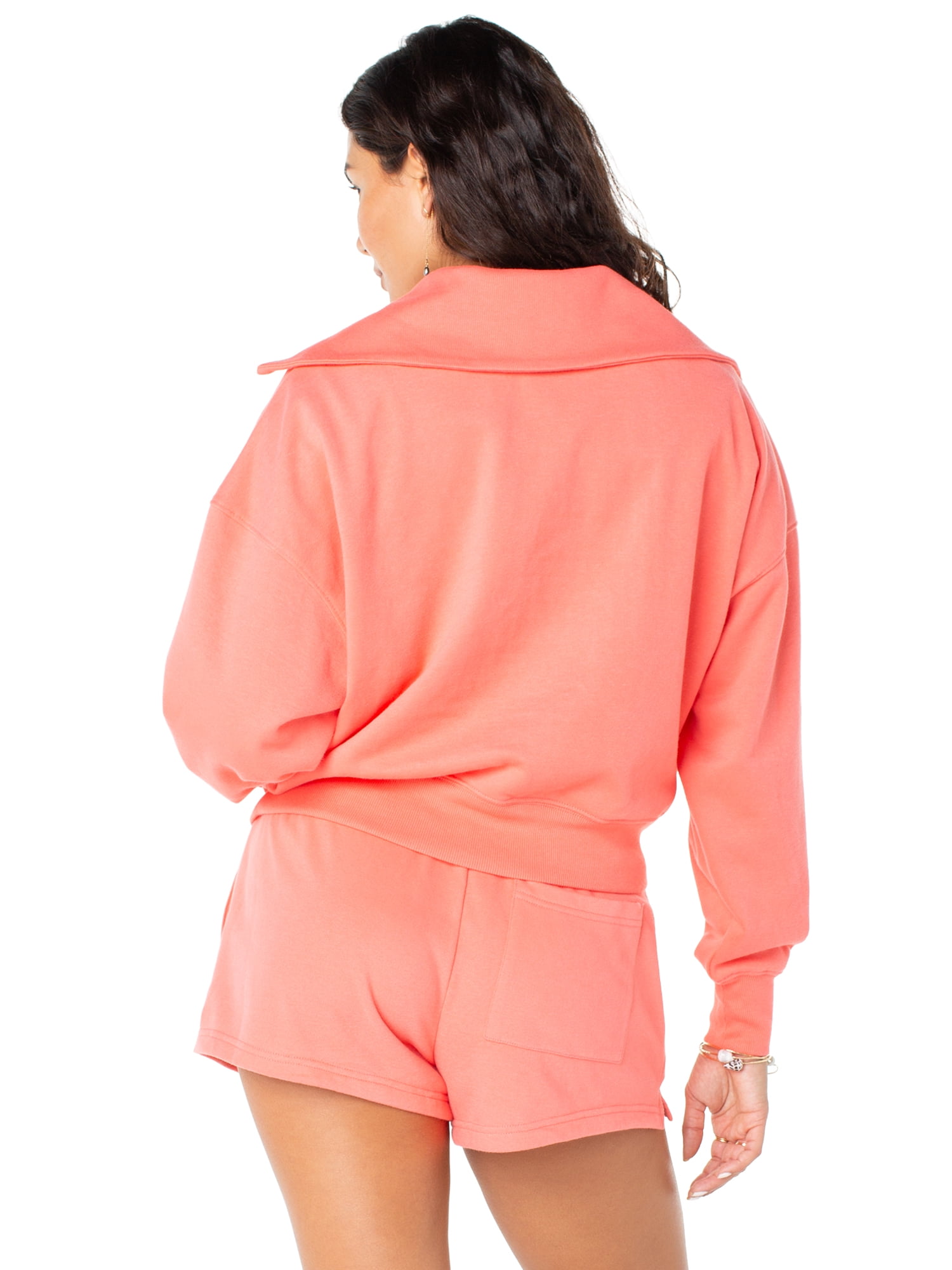 Celebrity Pink Women's and Women's Plus Quarter Zip Pullover French Terry Sweatshirt, Sizes XS-4X