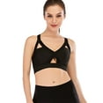 thumbnail image 7 of Womens Wireless Hollow Out Sports Bra Full Cup Wide Straps Crop Top Bra Removeable Pad Elastic Breathable Sports Vest Black/Green, 7 of 7