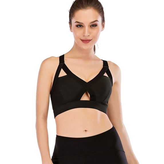Classic Sports Bra for Women Seamless Hollow Out Padded Yoga Crop Tops Push Up Padded Bras
