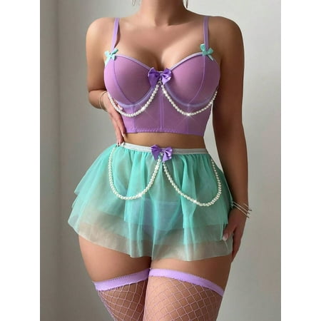 The Little Mermaid Princess Ariel Sexy Cosplay Lingerie Set w/ Thigh High Socks XL