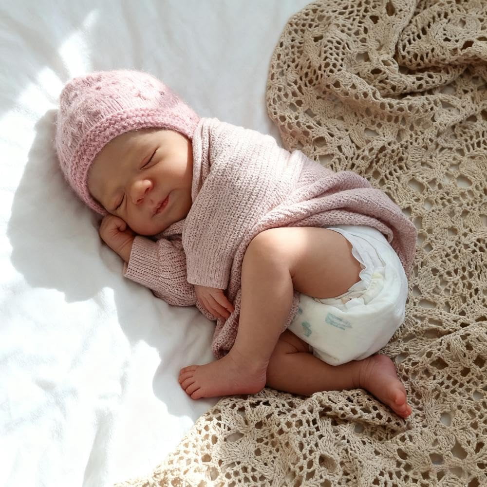 Realistic Reborn Baby Dolls-18 inch Sleeping Lifelike Newborn Real Life Baby Dolls, Soft Cloth Body with Feeding Toy Accessories for Kids Age 3 +