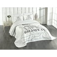 thumbnail image 3 of Ambesonne Saying Quilted Bedspread Set 3 Pcs, Positive Life Message, King Size, Charcoal Grey White, 3 of 5