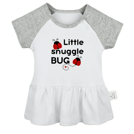 

Little Snuggle Bug Funny Dresses For Baby Newborn Babies Skirts Infant Princess Dress 0-24M Kids Graphic Clothes (Gray Raglan Dresses 6-12 Months)
