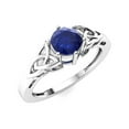 thumbnail image 3 of Celtic Knot 5 MM Round Blue Sapphire 925 Sterling Silver Women Valentines Day Gifts Ring Jewelry, 3 of 3