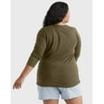 thumbnail image 3 of Hanes Women’s Long Sleeve Scoop Neck Cotton T-Shirt (Plus Size) Oregano 3X, 3 of 5