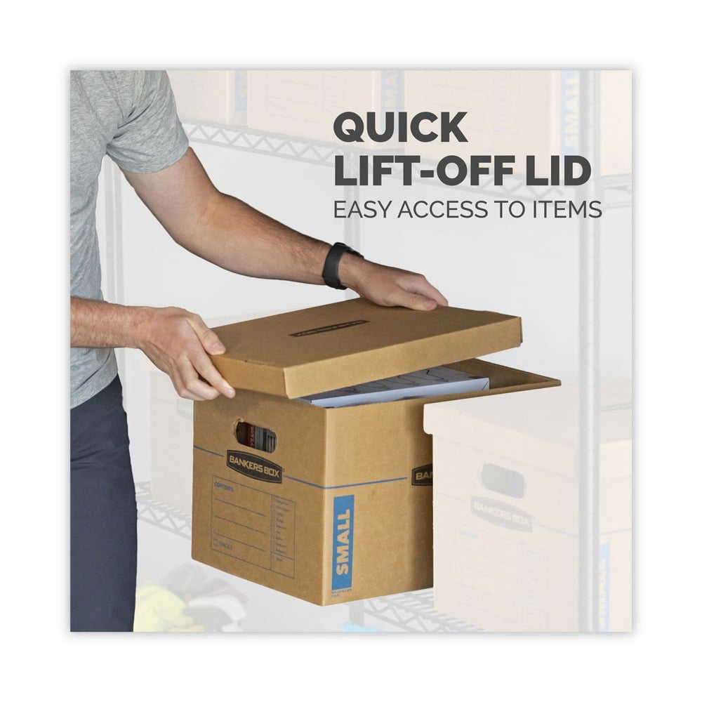 Bankers Box 7716401 SmoothMove Classic Moving/Storage Boxes - Small/Medium, Brown/Blue (12/Carton)