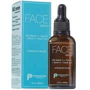Vitamin C Facial Topical Serum [FACE serum by Prosper Beauty] Vitamin E, Ferulic Acid, Vitamin A Hyaluronic Acid, 1 fl oz. Natural Organic Lightening Brightening