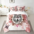 thumbnail image 2 of 7-Piece Wolf Bedding Queen Size Teens Adults Safari Animal Print Comforter Set,Hippie Mandala Bedding Comforter Sets Red Gradient Bed in a Bag,Boho Flower Floral Bedding, 2 of 6