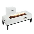 thumbnail image 2 of AVAWING 2-Piece 42" Outdoor Rectangle Propane Fire Pit Table with Tank Holder, 50,000 BTU Concrete Fire Table with Shelves, Patio Fire Pits with Auto-Ignition, Free Lava Rocks, Fits 20lb Tank, White, 2 of 7