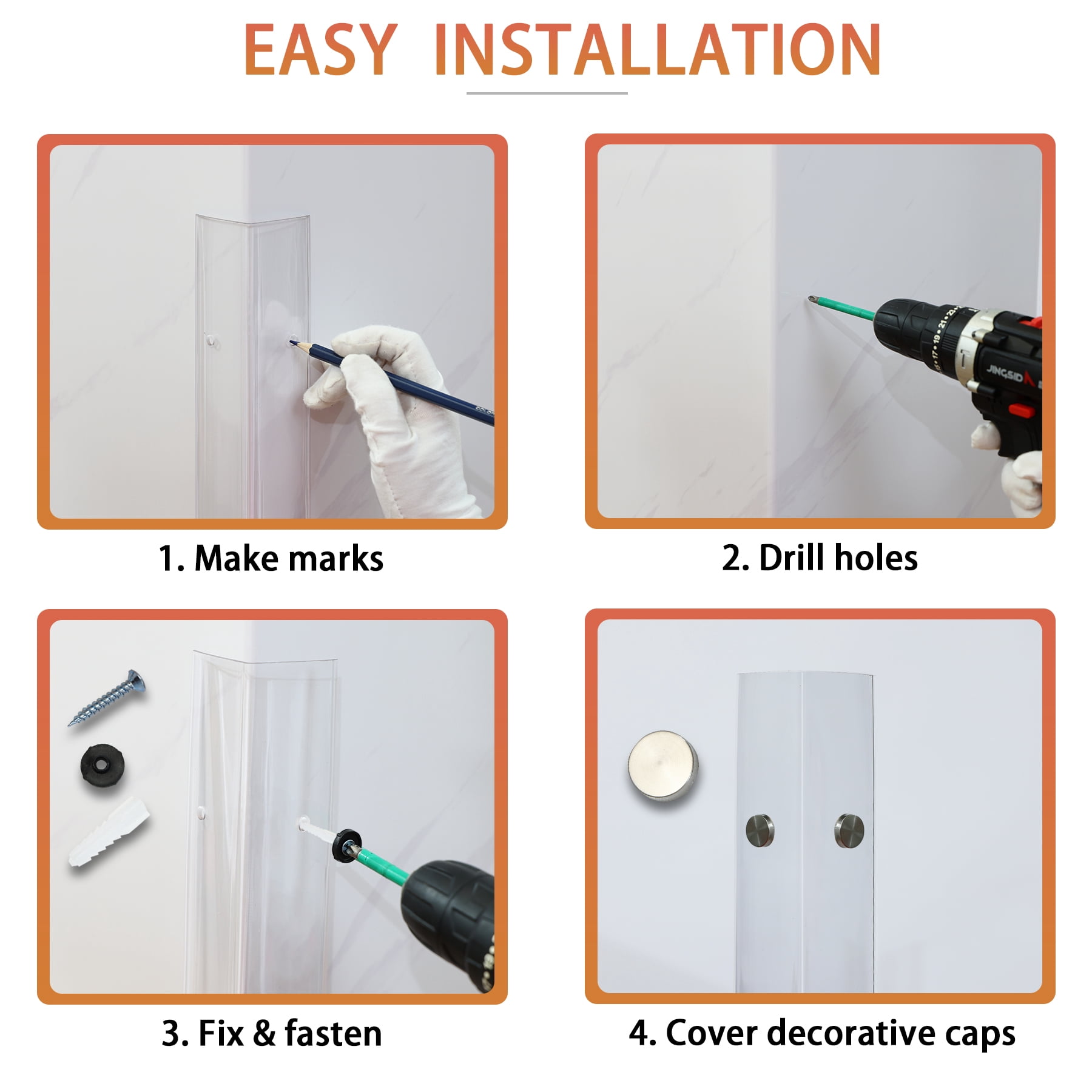Clear Screws Installation Wall Corner Protectors, Thickened L-Shaped Peel and Stick Furniture Edge Shields & Guards for Sharp Wall, Door Frame, Table,2pcs x 39.4"L x 1.97"W