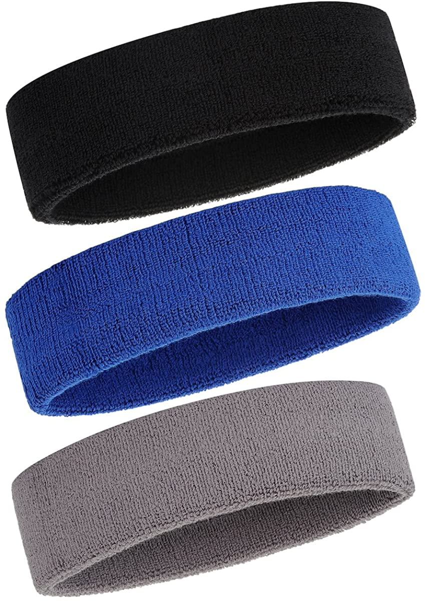 Sweatband Headband for Men & Women 3PCS Sports Headbands Moisture