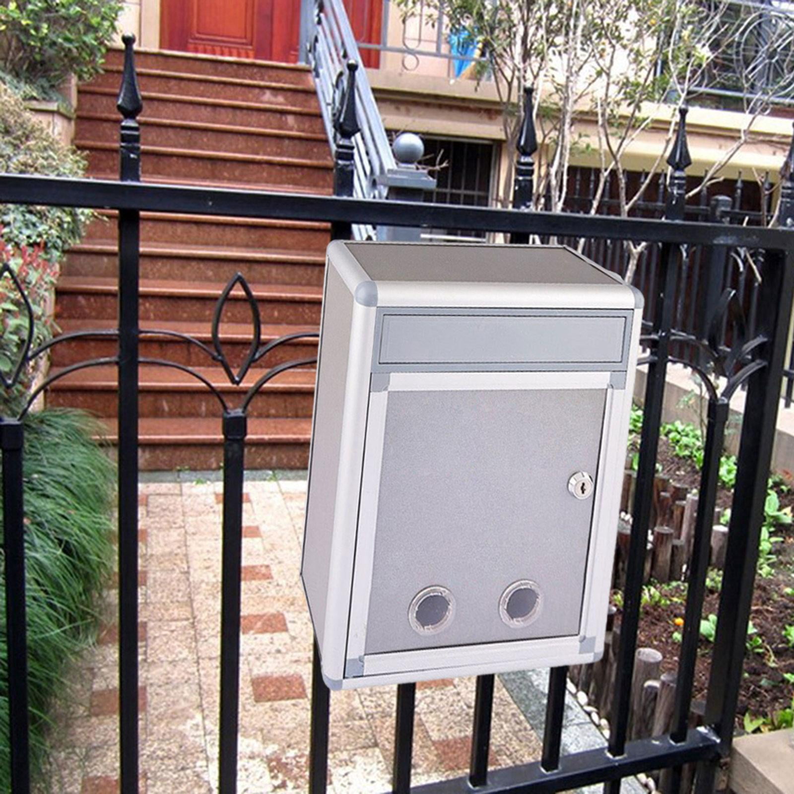 Baoblaze Wall Mount Mailbox Postbox Secure Rustproof Metal Vertical with Key Drop Box BF035 Front Input