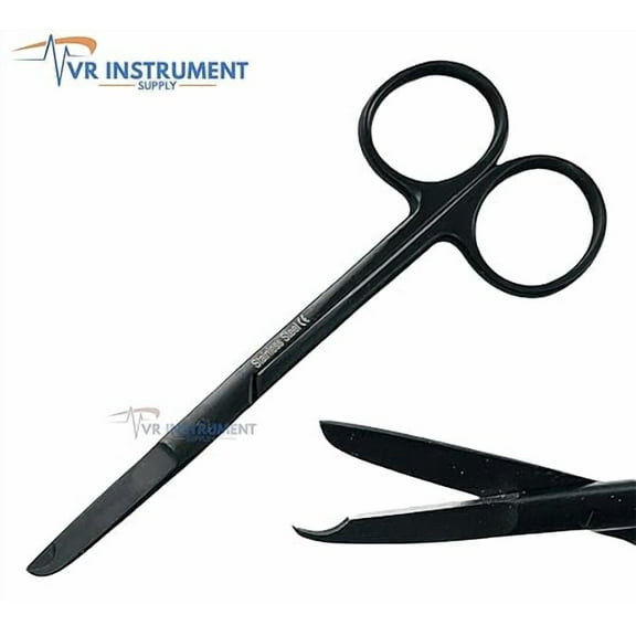 VR Instrument Supply Spencer Scissors 4.5" Hook All Black German Stainless CE