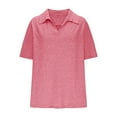 thumbnail image 3 of Women Plus Size Collared Shirts V Neck Summer Dressy Casual Blouses Loose Athletic Polos Cozy Pullover Tops Pink, XL, 3 of 6