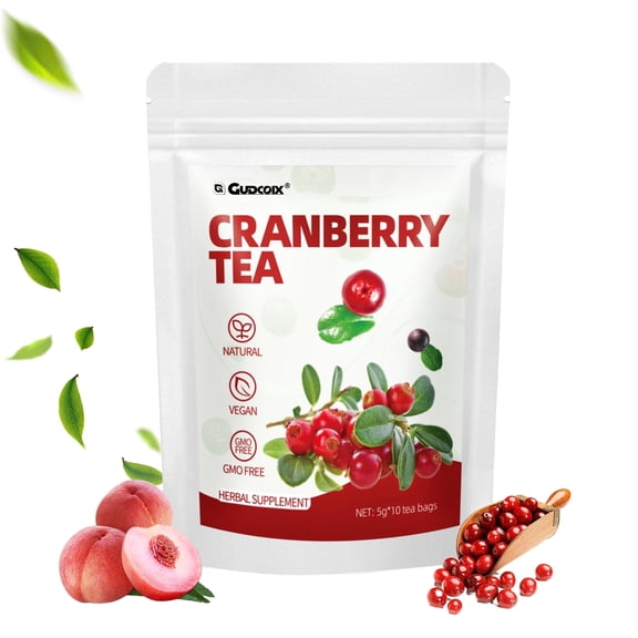 Gudcoix Cranberry Tea, Fruit Herbal Tea Blend with Hibiscus & Berry, Natural Caffeine-Free Tea, 10 Tea Bags