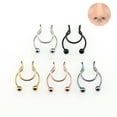 thumbnail image 2 of 8mm Stainless Steel Gold Nose Rings Non Piercing Jewelry 5PC Septum Stud Clip Face Nose Jewelry for Women Men, 2 of 6
