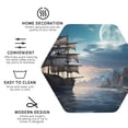 thumbnail image 4 of Pofeuu Moonlit Sea Sailboat Print Leather Coasters Set of 6, Round Cups Mugs Mat Pad for Home Kitchen Heat Resistant Drink Coasters,Hexagon, 4 of 7