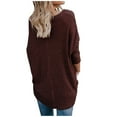 thumbnail image 4 of jsaierl Womens Waffle Knit Tunic Blouse Tie Knot Henley Tops Loose V-Neck Fitting Bat Wing Plain Shirts, 4 of 9