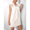 thumbnail image 6 of Women'S Casual Summer V Neck Dress with Short Loose Ruffle Sleeve Romper Dress White M, 6 of 7