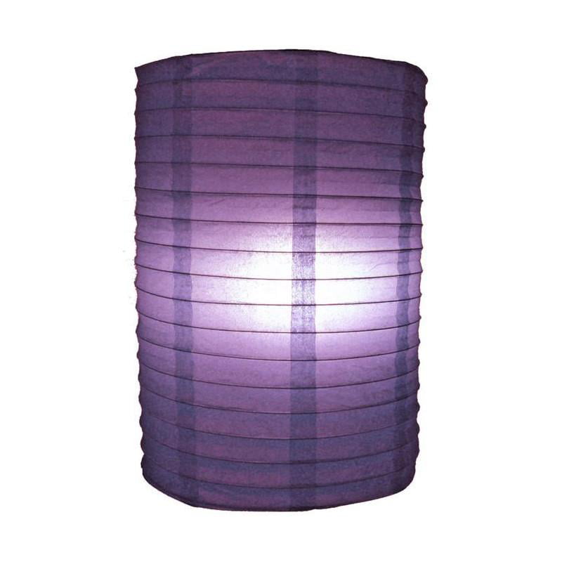 1 x 8 Purple round paper lantern with wire ribbing