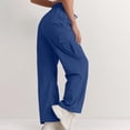 thumbnail image 4 of Womens High Waisted Cargo Pants Stretchy Wide Leg Y2K Fashion Travel Pants with Pockets Blue M, 4 of 4