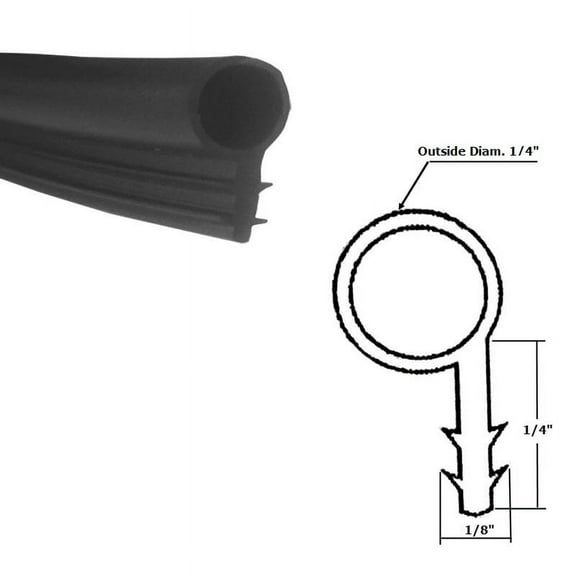 Black Vinyl Framed Shower Enclosure Fascia Bulb Seal - 84 in long