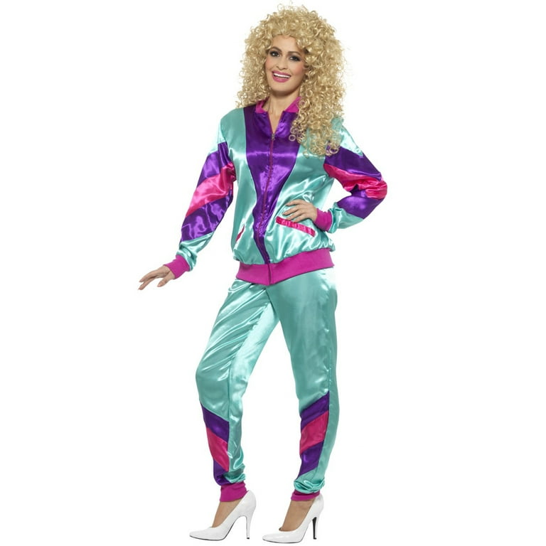 80s Height Of Fashion Shell Suit Costume Female Adult Teal Purple 80s Height Of Fashion Shell Suit Costume Female Adult Teal Purple
