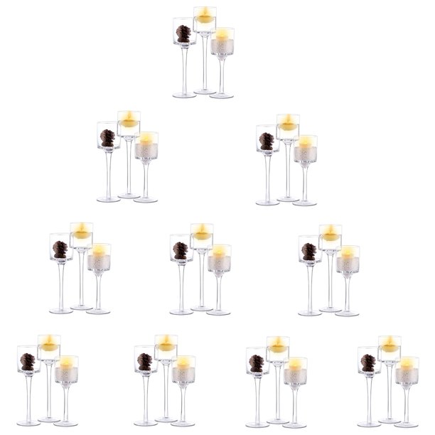 Nuptio Hurricane Glass Candle Holder for Wedding Table Centerpiece Long