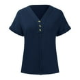 thumbnail image 4 of Womens Tops V Neck Button Casual Tunic Short Sleeve Tees Blouse T Shirt Soft Long Sleeve Tee Shirts for Women T Shirt Women Soft Women Solid Shirt Womens Short Sleeve Yoga Shirts Women Small Long, 4 of 5