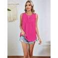thumbnail image 5 of Women's Sleeveless Tank Tops Summer Pleated Loose Fit Top for Women Casual Round Neck Shirts Rose Red L, 5 of 10