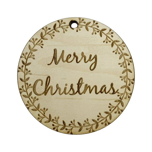 Merry Christmas Ornament - Raw Wood