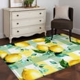 thumbnail image 4 of Lemon Washable Area Rugs 2.7'x5', Oil Painting Country Lemon Leaf Yellow Green Plaid Low Pile Throw Living Room Rug Non-Slip Sturdy Edge Binding Carpet for Indoor Entryway Bedside Kitchen, 4 of 9