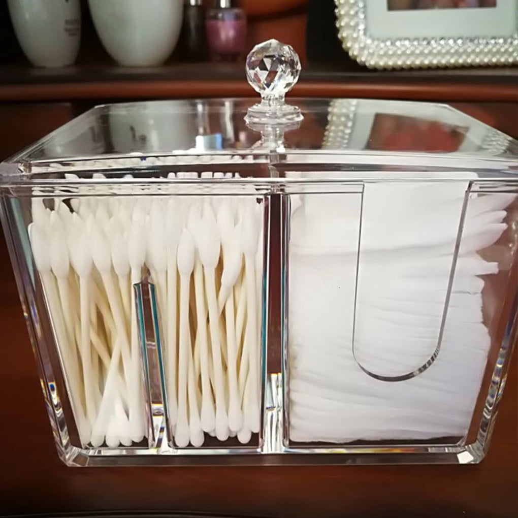 Boîte Rangement Coton Acrylique Transparent - Avec Étiquettes Pour Coton-Tige, Ouate