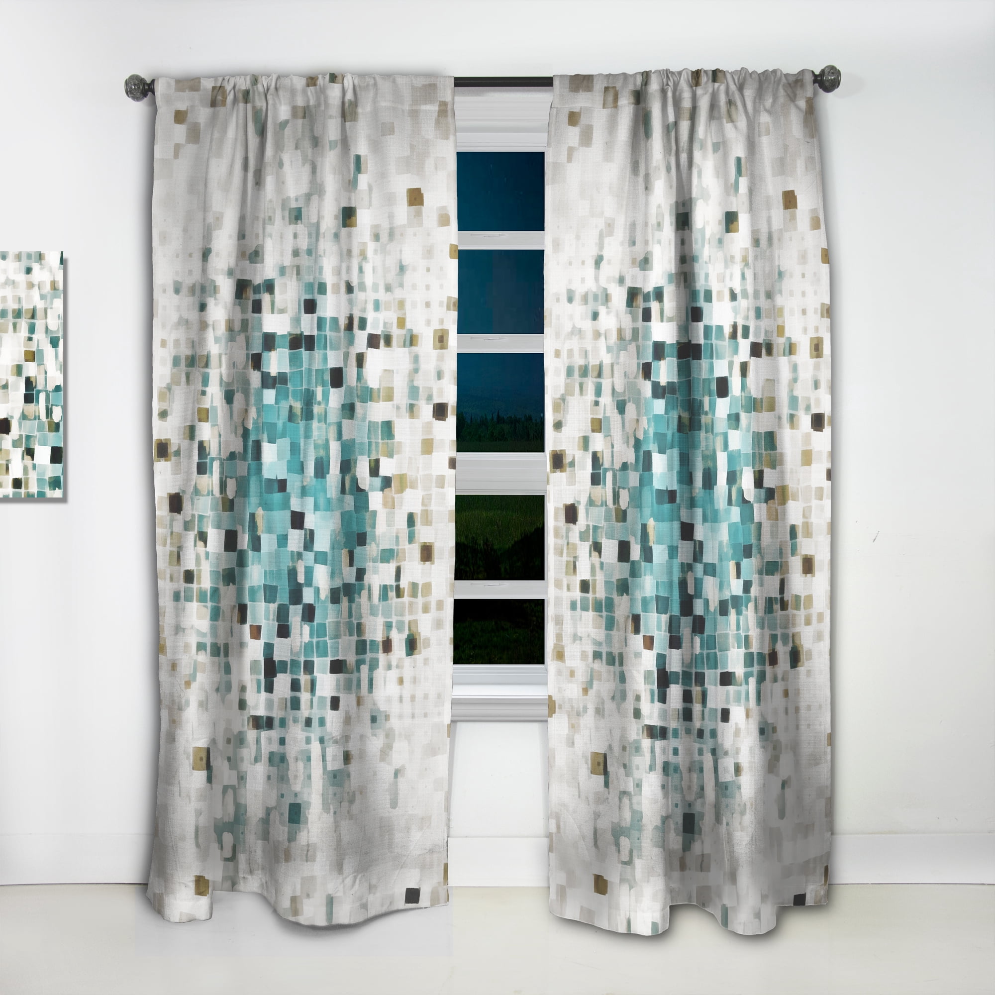 Designart 'Blue Spots Geometric II' Modern Curtain Panel