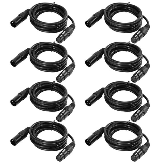 ammoon 2M/6.6ft XLR Cable DMX Stage Light Cable 3-Pin XLR Male to Female Plug Black