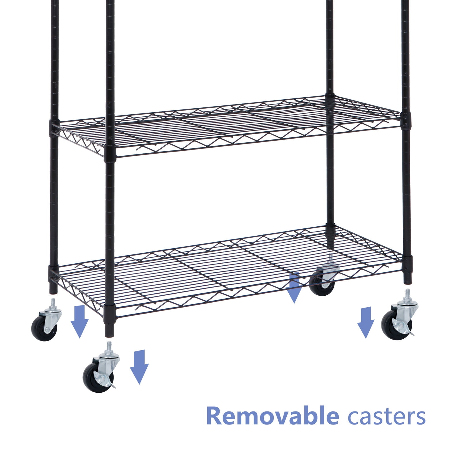ZenStyle Heavy Duty with Lockable Wheels 14"W x 30.1"D x 63"H 5-Shelf Freestanding Shelves, Black