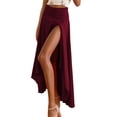 thumbnail image 1 of Falda Casual Falda Casual Faldas Largas Asimétricas Hendidura Envoltura Elástica para Mujer (Rojo Vino XL) Cgtredaw Para estrenar, 1 of 8