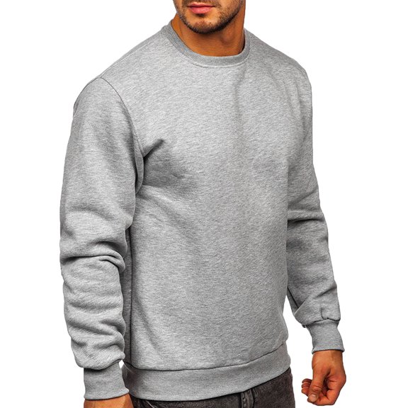XFLWAM Men's Long Sleeve Crew Neck Sweatshirt Solid Color Pullover Tops Lightweight Casual Workou Sweatshirt Gray S